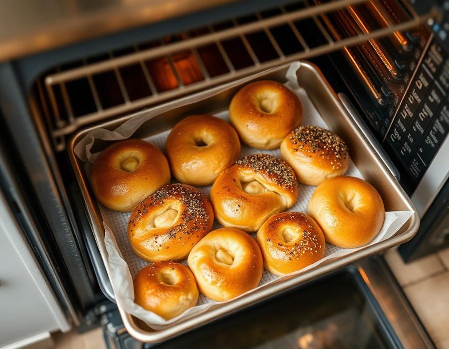 Nampan roti keluar dari oven
